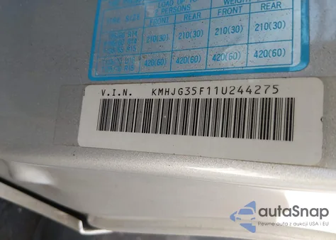 2001 Hyundai Tiburon Base Pkg 1 2 z USA, uszkodzony, nr VIN KMHJG35F11U244275